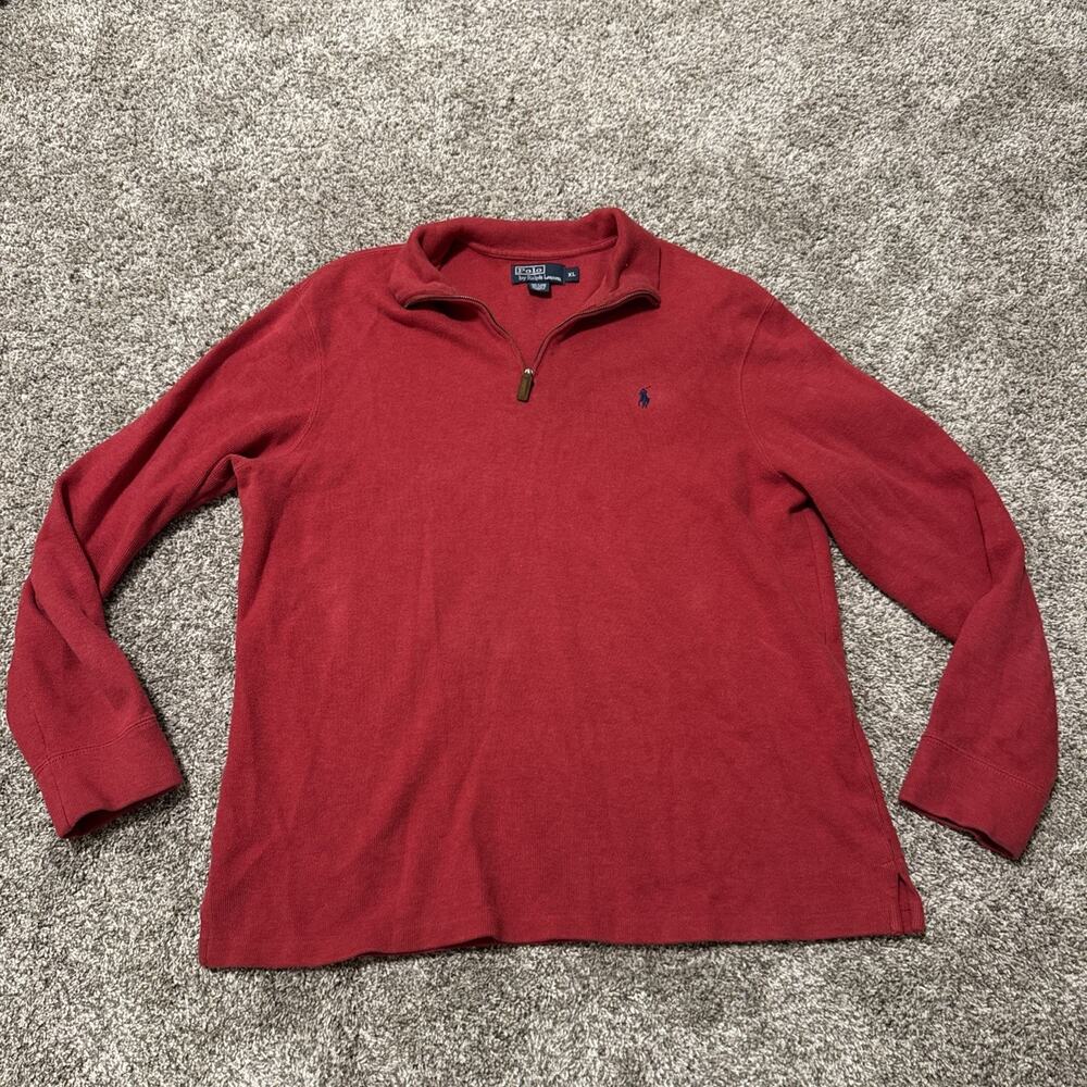 Polo Ralph Lauren Red Quarter 1/4 Zip Pullover Sweater Pony Logo Men’s Size XL
